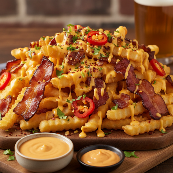 Ultimate Cheesy Bacon Fries with Spicy Kick recipe