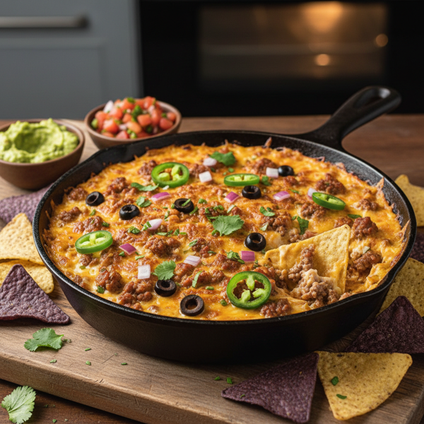 Ultimate Cheesy Beef & Sausage Nacho Dip recipe