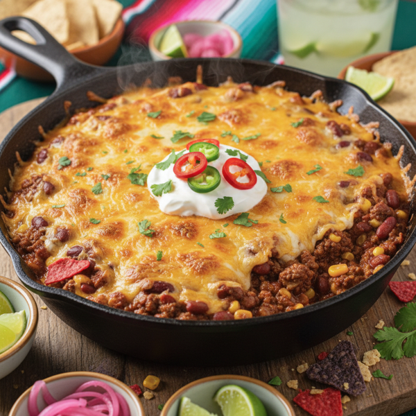 Ultimate Cheesy Chili Fiesta Dip recipe