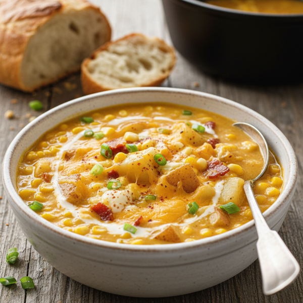 Ultimate Cheesy Corn and Potato Chowder recipe
