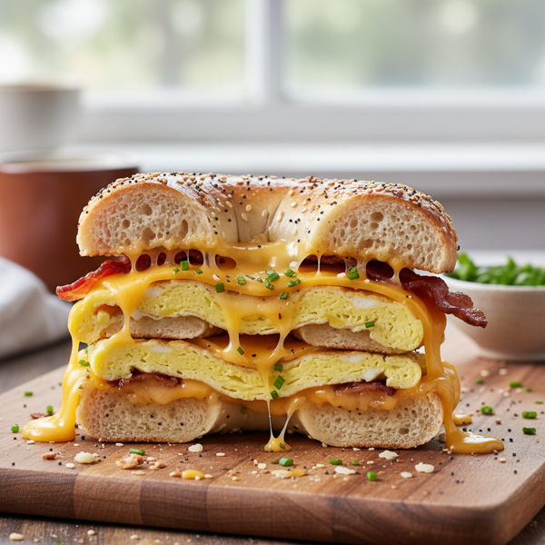 Ultimate Cheesy Egg Bagel Sandwich recipe