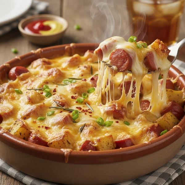 Ultimate Cheesy Hot Dog & Potato Bake recipe