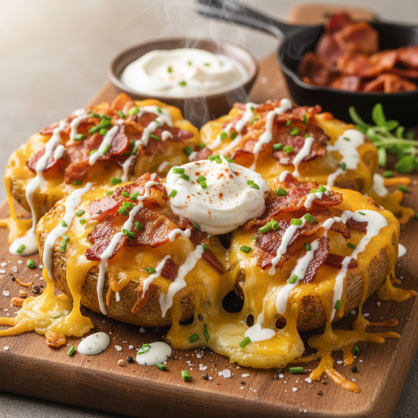 Ultimate Cheesy Loaded Potato Skins recipe