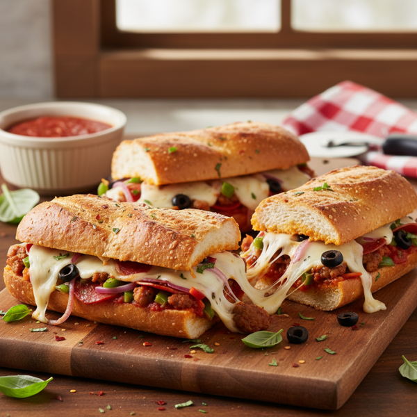Ultimate Cheesy Pizza Sub Sandwiches recipe