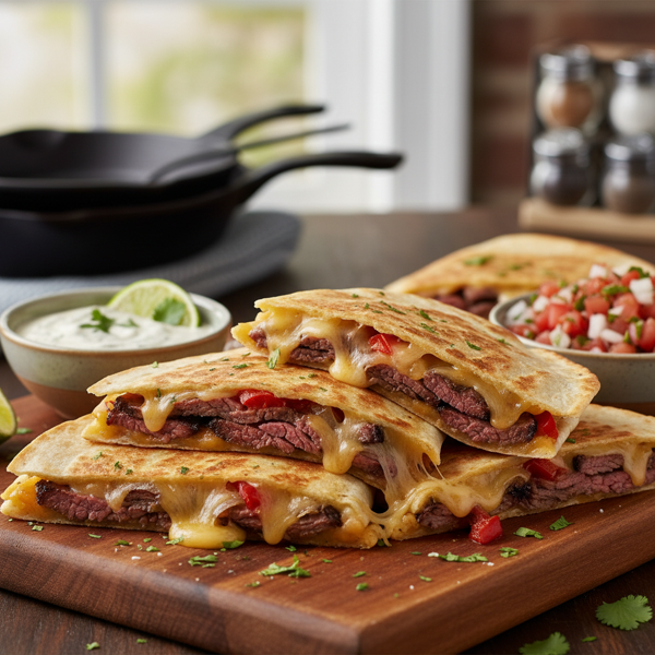 Ultimate Cheesy Roast Beef Quesadillas recipe