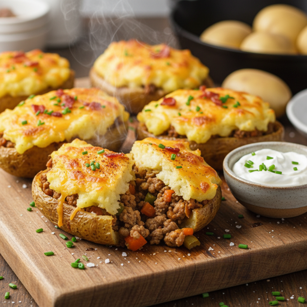 Ultimate Cheesy Shepherd’s Pie Potato Skins recipe