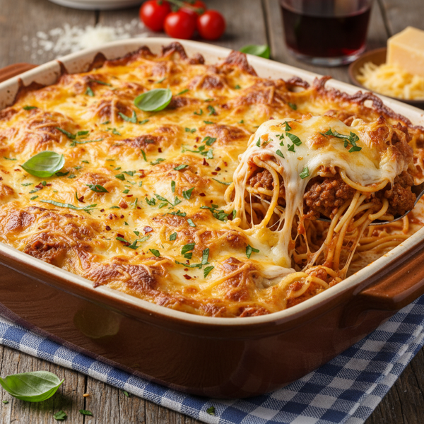 Ultimate Cheesy Spaghetti Casserole recipe