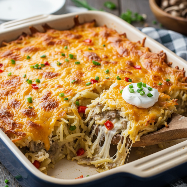 Ultimate Cheesy Vegetarian Hash Brown Casserole recipe