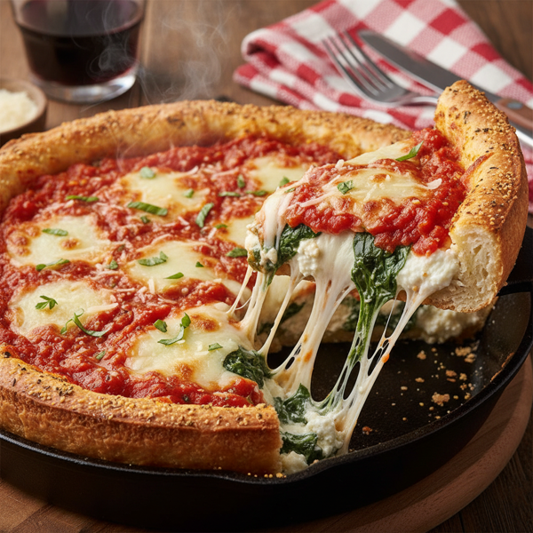 Ultimate Chicago-Style Spinach & Cheese Stuffed Pizza recipe