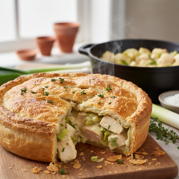 Ultimate Chicken and Leek Pie with Crispy Flaky Pastry recipe