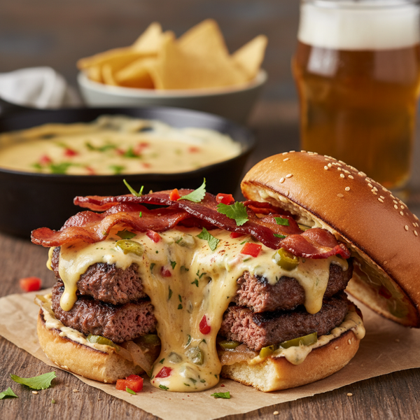 Ultimate Chile Con Queso Stuffed Cheeseburger recipe