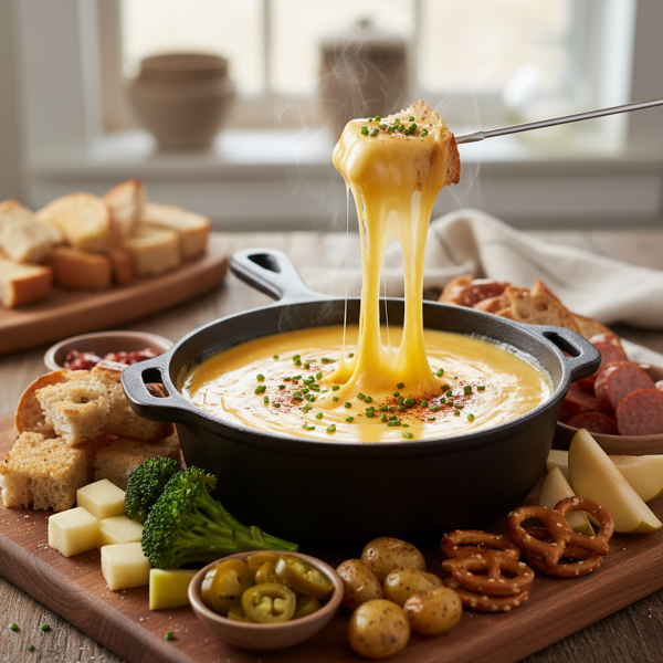 Ultimate Creamy Cheddar Fondue recipe
