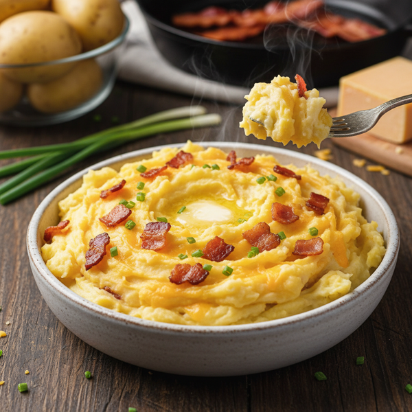 Ultimate Creamy Cheddar and Bacon Mashed Potatoes recipe