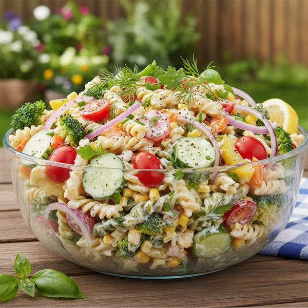 Ultimate Creamy Veggie Pasta Salad recipe