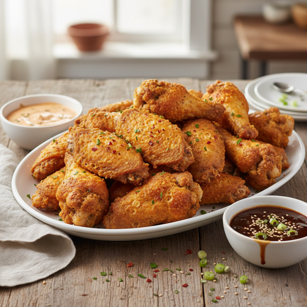 Ultimate Crispy Baked Chicken Wings with Two Sauces recipe