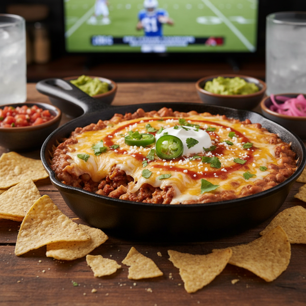 Ultimate Game Day Bean and Cheese Dip recipe