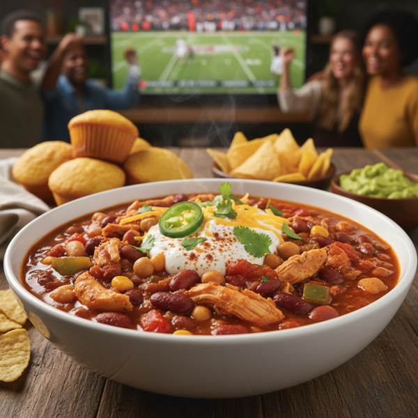 Ultimate Game Day Five Bean Chicken Chili recipe
