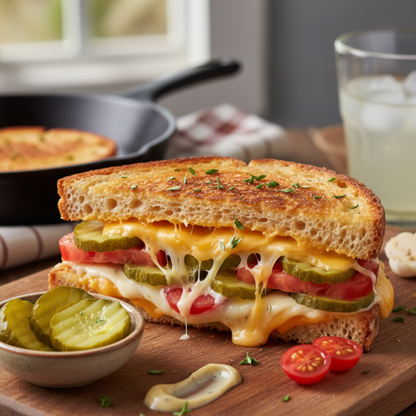 Ultimate Grilled Cheese with Pickles and Tomatoes recipe