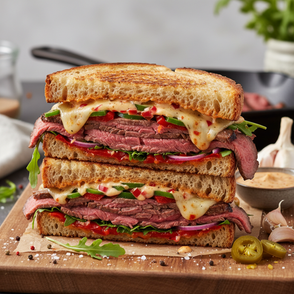 Ultimate Grilled Roast Beef and Spicy Pepper Jack Sandwich recipe