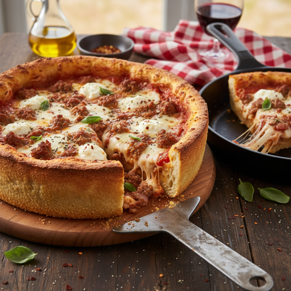Ultimate Homemade Deep Dish Italian Sausage Pizza recipe