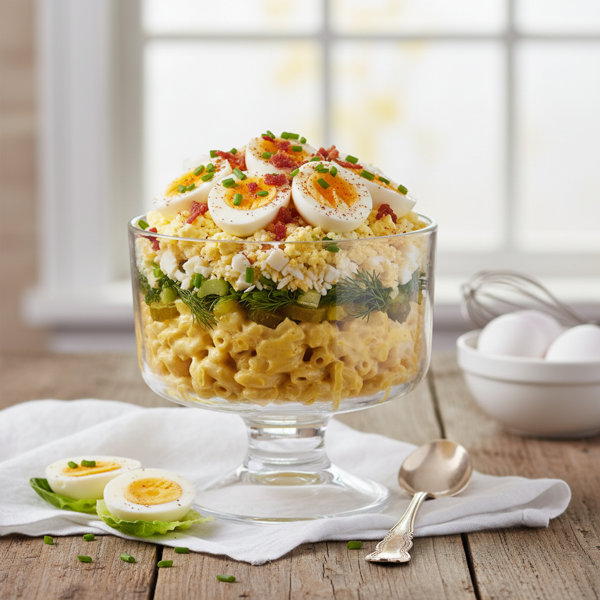Ultimate Layered Deviled Egg Pasta Salad recipe