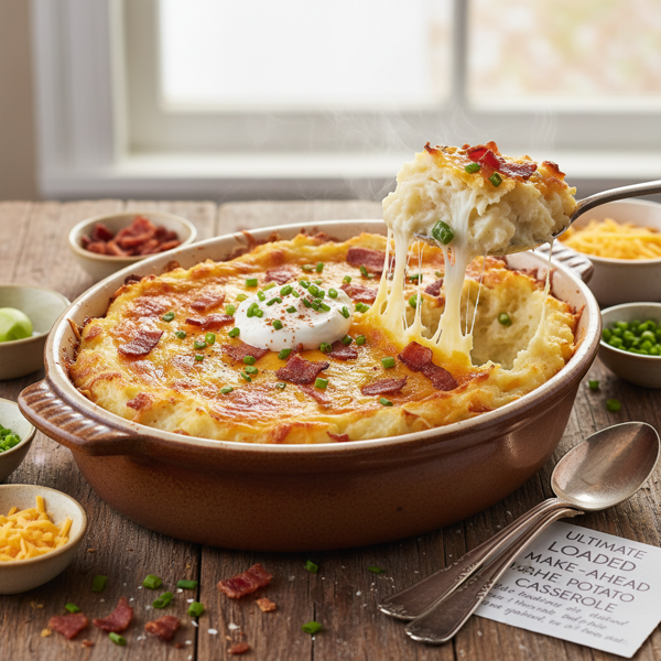 Ultimate Loaded Make-Ahead Mashed Potato Casserole recipe