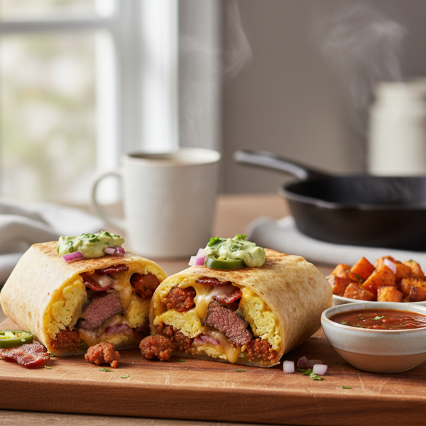 Ultimate Meaty Breakfast Burrito Delight recipe