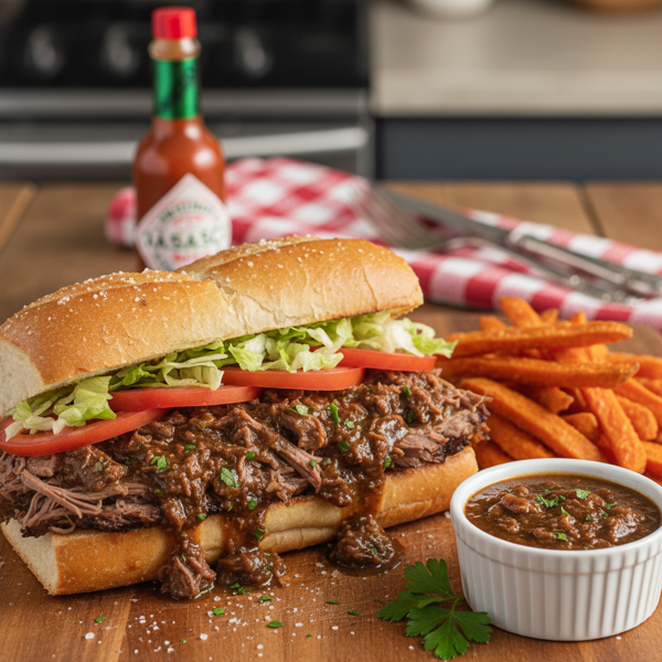 Ultimate New Orleans Roast Beef Po' Boy with Savory Debris Gravy recipe