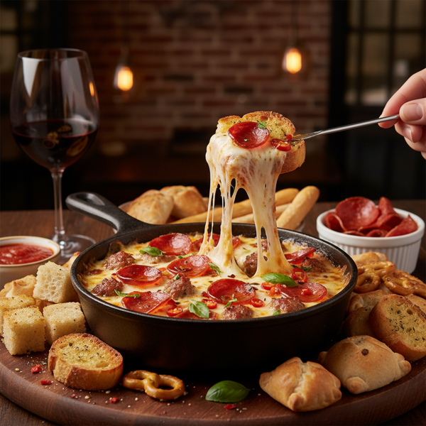 Ultimate Pepperoni & Sausage Pizza Fondue recipe