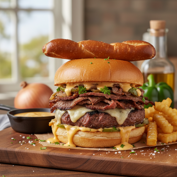 Ultimate Philly Cheese Steak Burger recipe