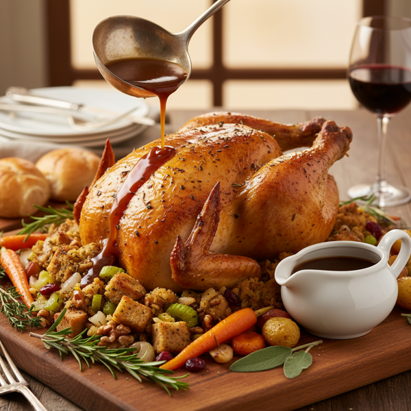Ultimate Roast Chicken with Savory Stuffing and Rich Gravy recipe