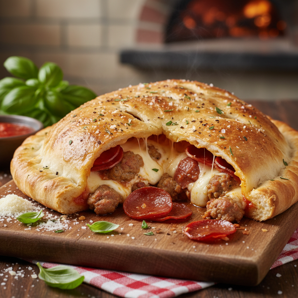 Ultimate Sausage and Pepperoni Cheese Calzone recipe