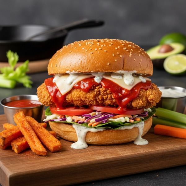 Ultimate Spicy Buffalo Chicken Deluxe Sandwich recipe