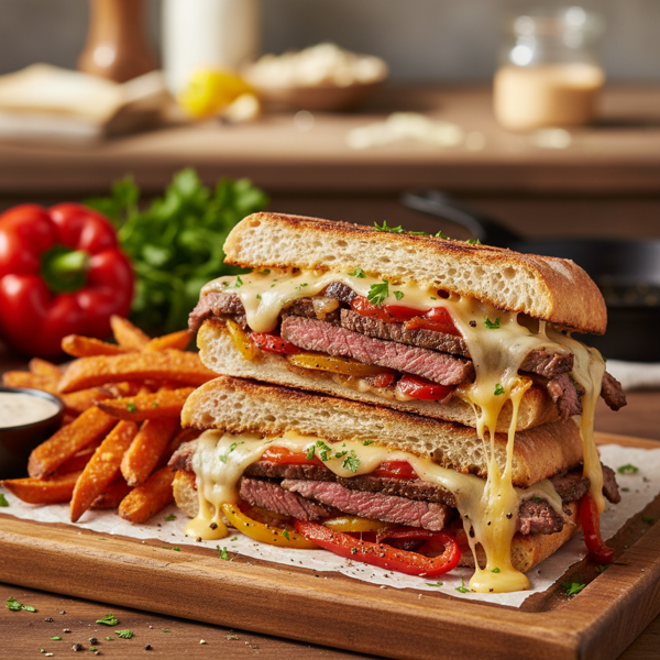 Ultimate Steak and Pepper Melt Sandwich recipe