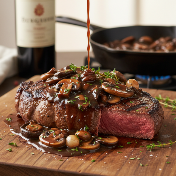 Ultimate Steak with Rich Burgundy Mushroom Sauce recipe
