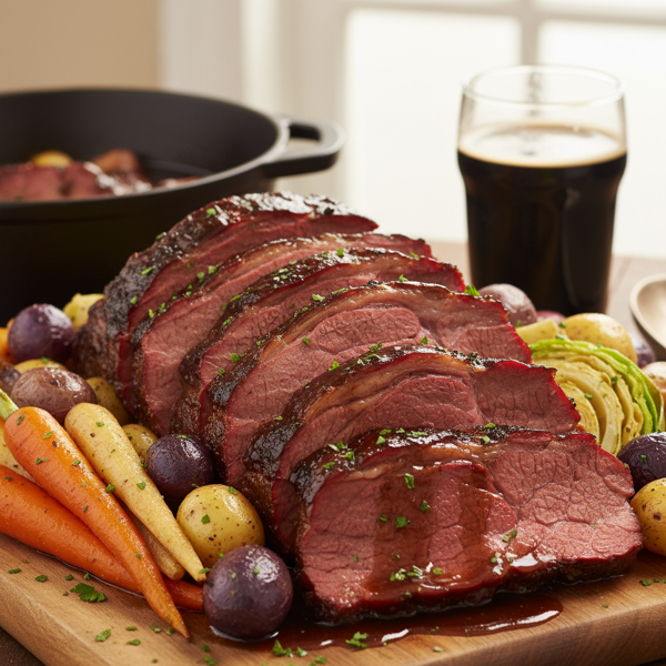 Ultimate Stout-Braised Corned Beef with Seasonal Veggies recipe