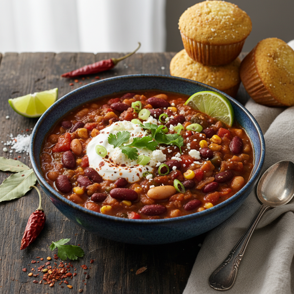 Ultimate Three-Bean Vegetarian Chili recipe