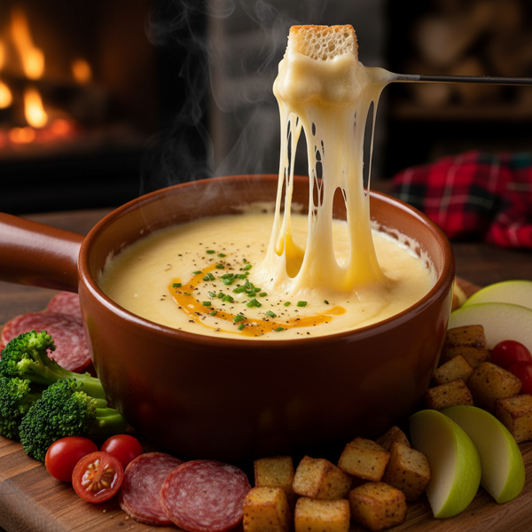 Ultimate Three-Cheese Fondue Delight recipe