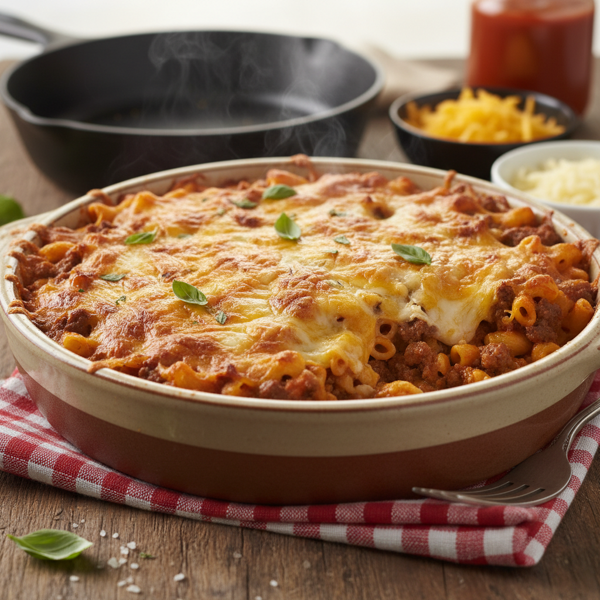 Ultimate Three Cheese Hamburger Casserole recipe