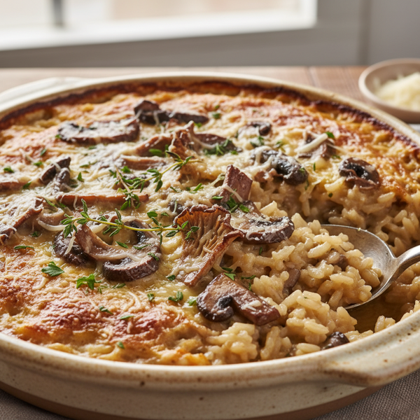 Ultra-Creamy Baked Risotto with Parmesan and Mushrooms recipe