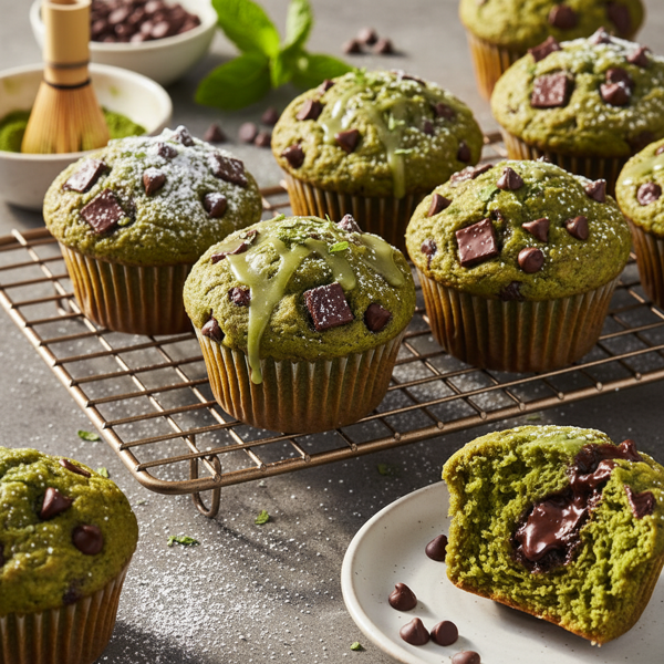 Vegan Matcha Chocolate Chip Delight Muffins recipe