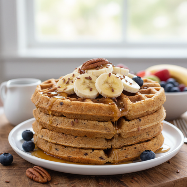 Vegan Whole Wheat Banana Flaxseed Waffles recipe