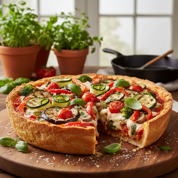Vegetable Garden Deep-Dish Pizza recipe