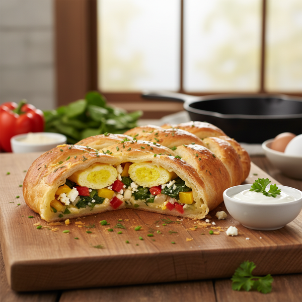 Veggie-Packed Cheese and Egg Breakfast Braid recipe