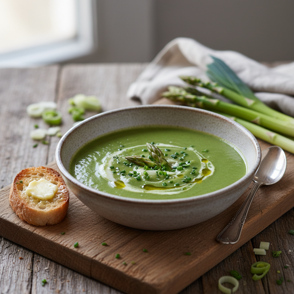 Velvety Asparagus Leek Soup recipe