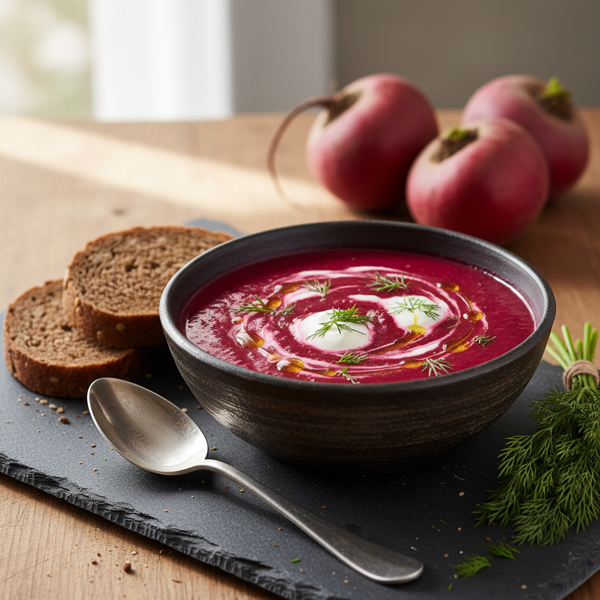 Velvety Beetroot and Dill Soup recipe