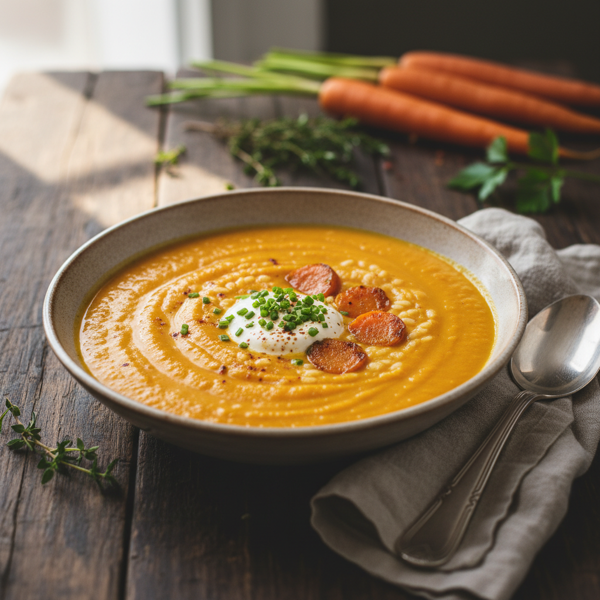 Velvety Carrot and Arborio Rice Soup recipe