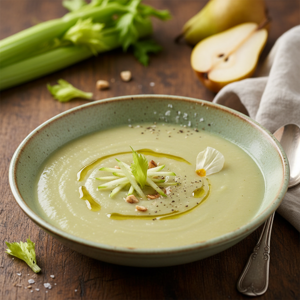 Velvety Celery and Pear Soup recipe