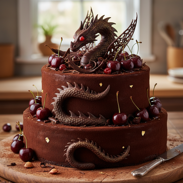 Velvety Cherry Chocolate Dragon Cake recipe