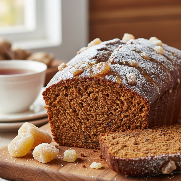 Velvety Crystallized Ginger Gingerbread Loaf recipe